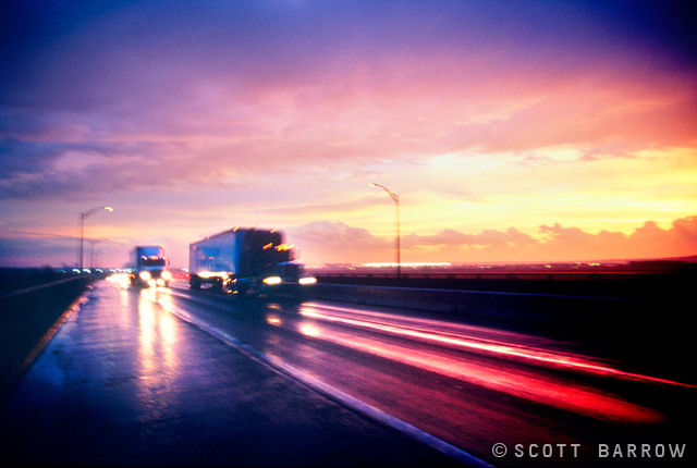 Sunset on the turnpike. Sunset on the turnpike.