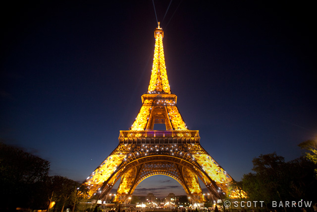 Eiffel Tower at night. Paris France.